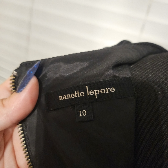 Nanette Lepore Black Mini Dress with Gold Accents - Picture 8 of 9